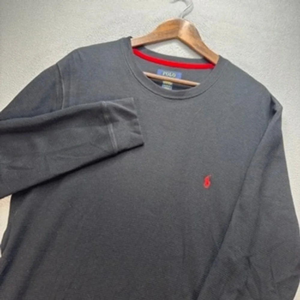 Polo Ralph Lauren Waffle Knit Sleepwear Shirt Regular XL Black Red Pony Logo